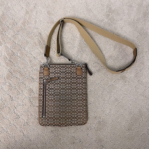 Coach Small Crossbody Bag in Light Brown and Camel | Signature Monogram Canvas - Picture 2 of 5